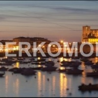 Фартук для кухни ночной город на море