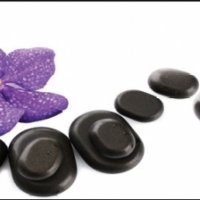 Фартук для кухни фиолетовые цветы черные камни