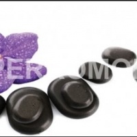 Фартук для кухни фиолетовые цветы черные камни