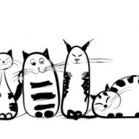 Фартук для кухни Рисованые кошки