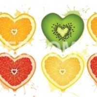 Фартук для кухни фрукты сердечки