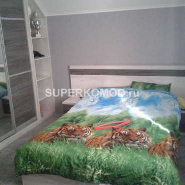 Спальня с кроватью и встроенным шкафом