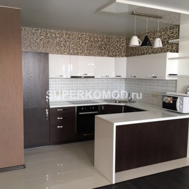 Кухня модерн полуостровного размещения