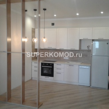 Встроенная прямая кухня для студии