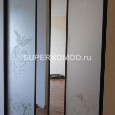 шкаф купе с зеркалом и райскими птицами под заказ