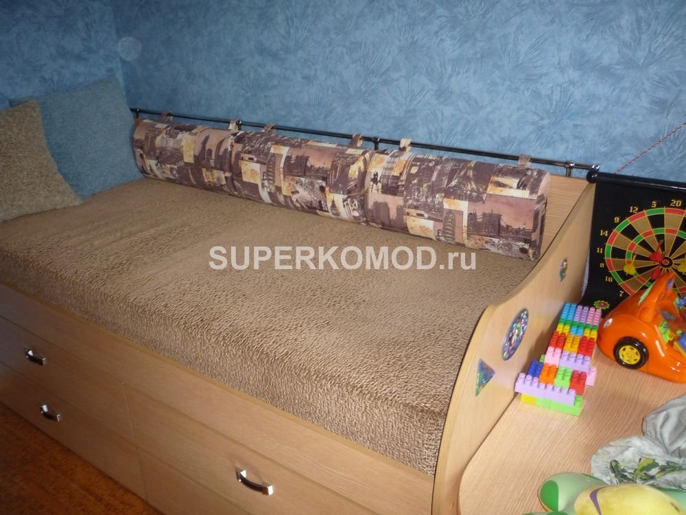 детская кровать с ящиками и рэлингами